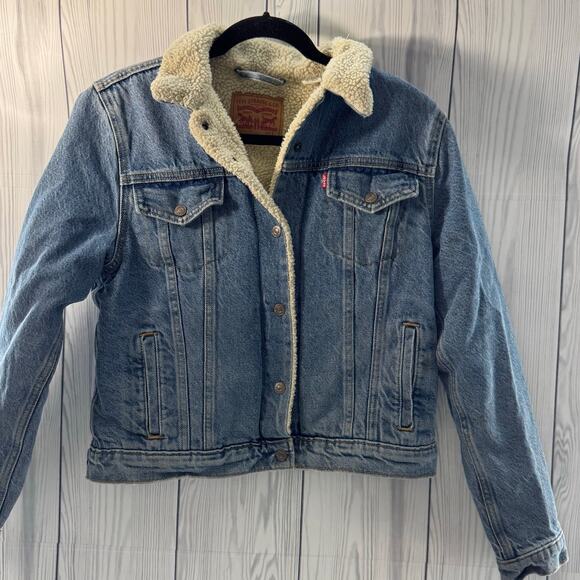 Levi's Light Blue Sherpa-Lined Denim Jacket - Picture 1 of 12